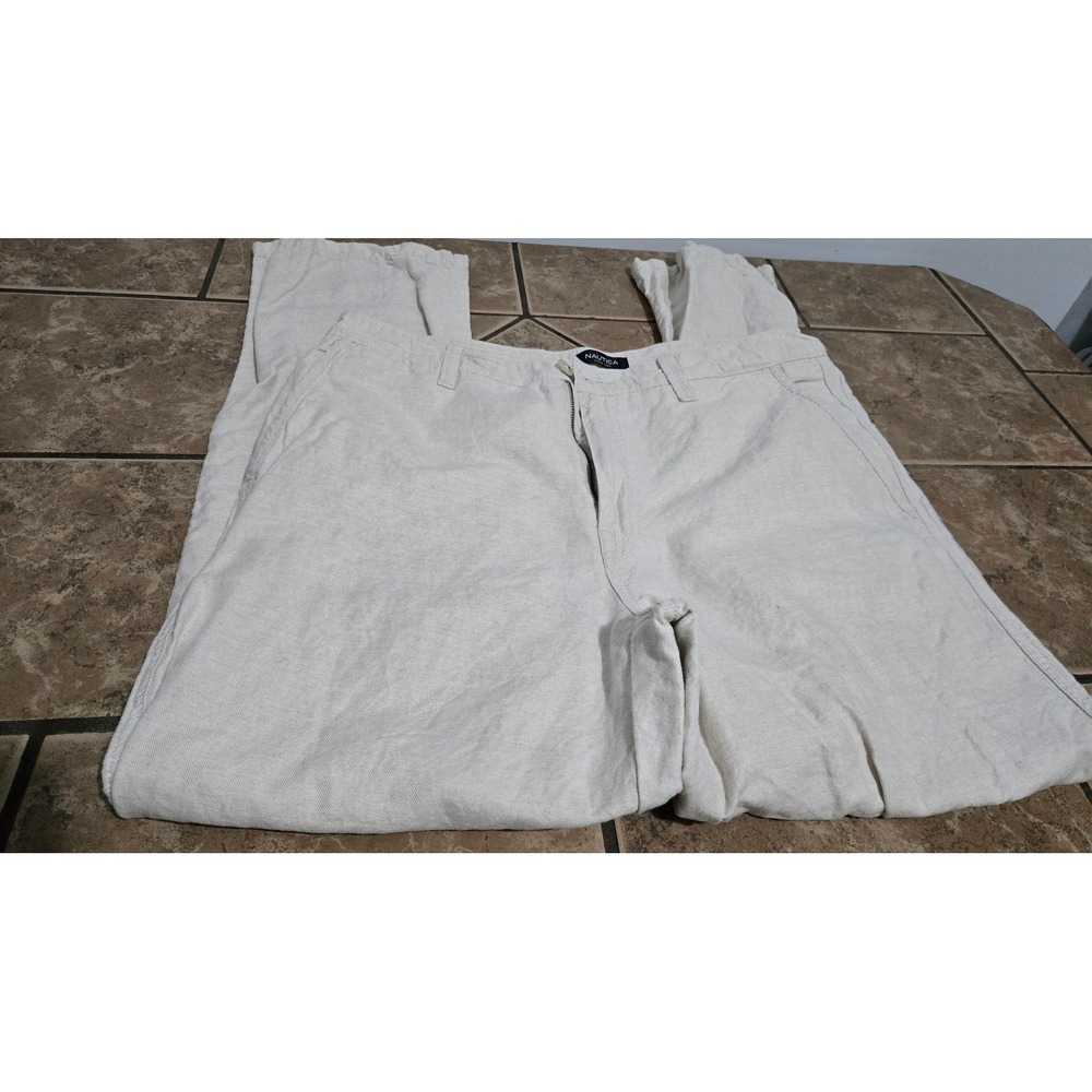Nautica Off WHite Mens Cotton Linen Pants Size 36 x 32